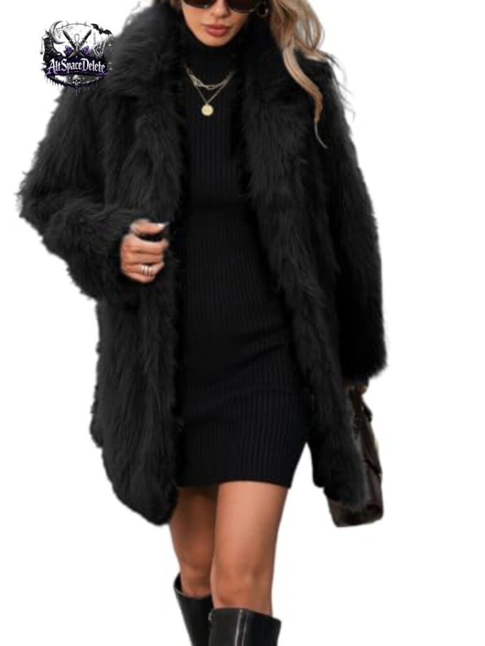 Faux Fur Long Coat Button Down Fleece Jacket